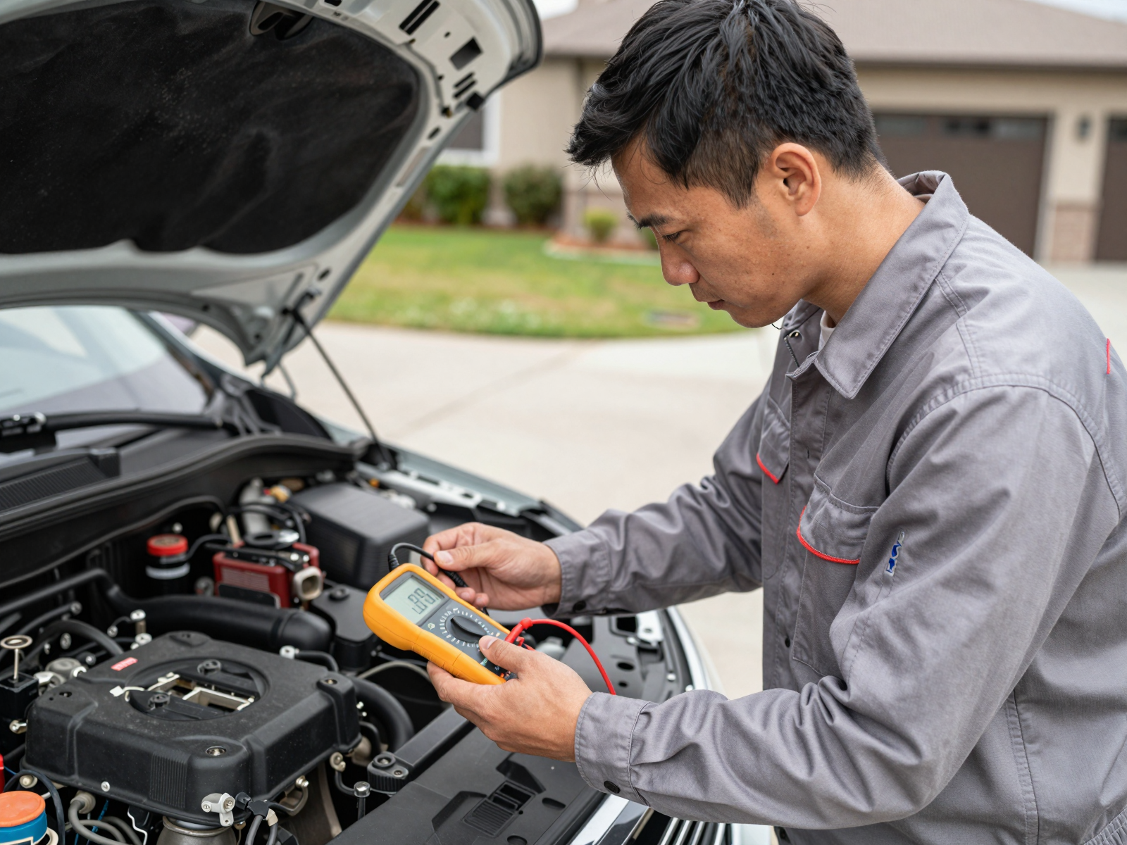 Auto electrical service work in progress