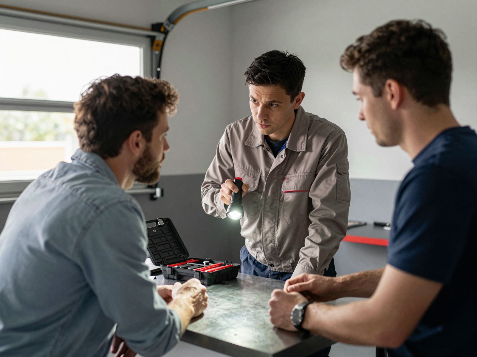 M & M Electric technician working on vehicle